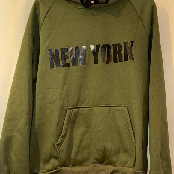 Green Pullover Hoodie with New York Print - Picture 1 of 1